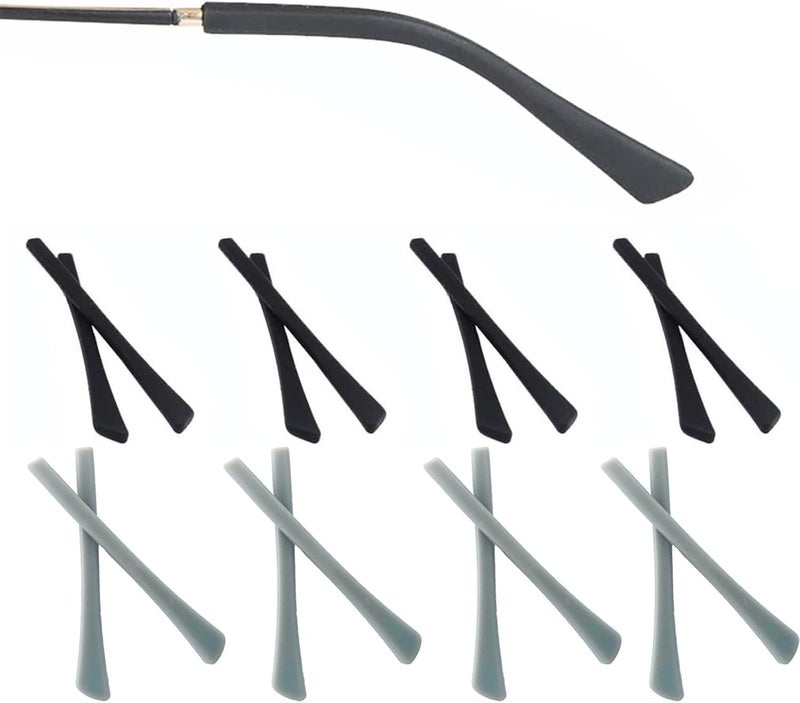 OPUGIT Eyeglass Replacement Temples,Silicone Glasses End Tips Ear Sock Pieces Sleeve for Thin Metal Glasses Legs,8 Pairs - Image 1